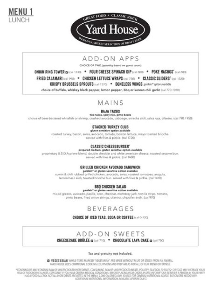 Discover The Yard House Menu And Prices